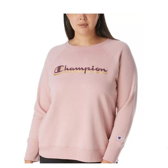 Champion Powerblend Classic Logo Print Sweatshirt Pink Beige Plus Size 3XL - Picture 1 of 1